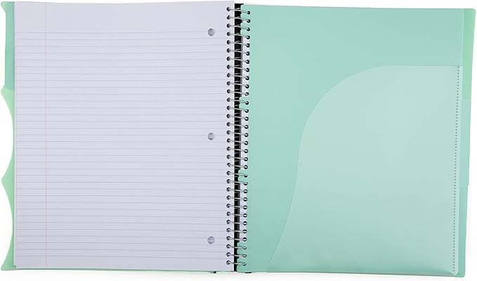 Mintra Office Durable PREMIUM Spiral Notebook (Sage Green, 3 Subject (8.5in x 11in))