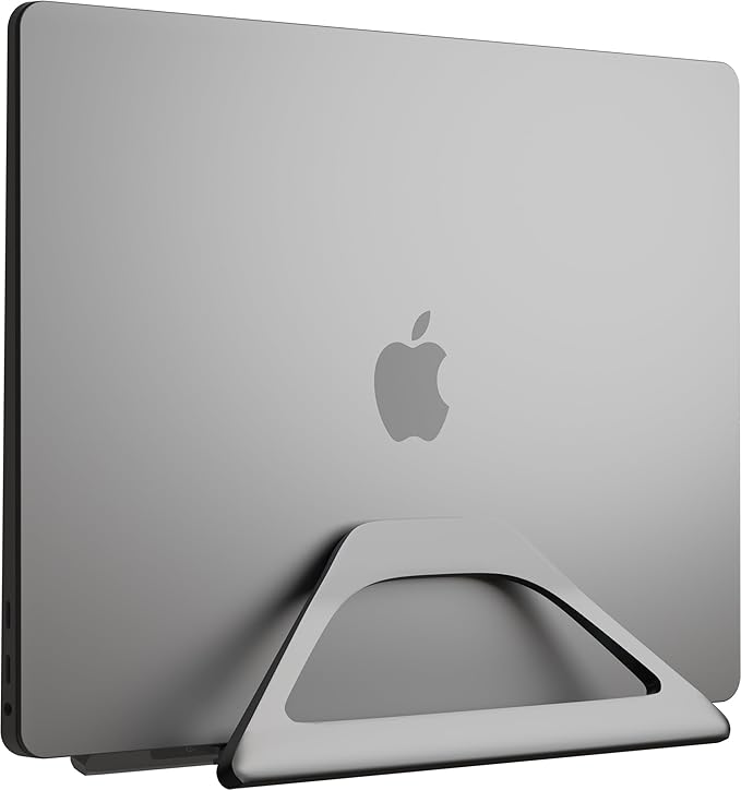 Elestoria Vertical Laptop Stand Holder- Adjustable Laptop Holder Vertical fits All MacBook, Chromebook & Gaming Laptops - Grey