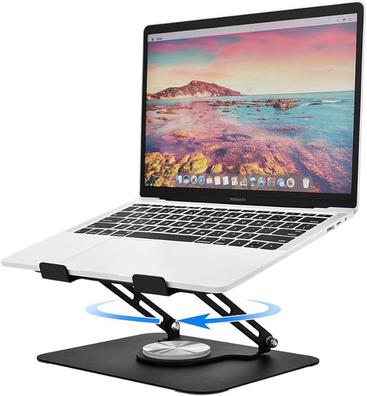 Laptop Stand for Desk, Adjustable Computer Stand with 360° Rotating Base, Laptop Riser Compatible with MacBook Air/Pro, Dell, HP, Lenovo and All 10-17'' Laptops