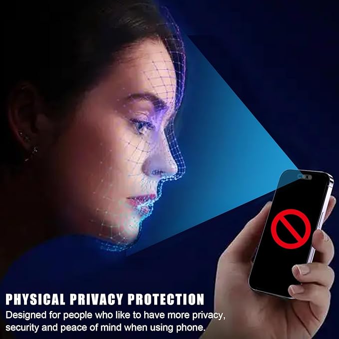 Front Camera Cover,Updated Webcam Cover Compatible for Phone 14Pro/14 Pro Max/15/15Plus/15Pro/15Pro Max/16/16Plus/16Pro/16Pro Max,Open/Close Face Recogition,Protect Privacy and Security,2 Pack-Black