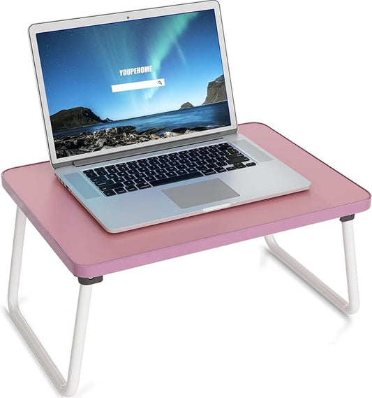 Foldable Lap Desks Laptop Tray for Bed or Couch,Portable Breakfast Serving Tray with Folding Legs,Lightweight Mini Table, Laptop Stand for Working, Reading and Writing,Pink