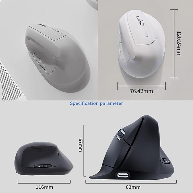 Ergonomic Vertical Mouse Wireless, Rechargeable Ergo Mouse for Carpal Tunnel Relief, 3200DPI Adjustable, 6 Buttons for PC/Laptop/Mac/Windows (Aqua Green)