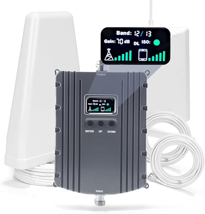 Cell Phone Booster for Home & Office,Up to 5500Sq Ft,Cell Phone Signal Booster for Band 2/25 / 4/66 / 5/12 / 17/13 with All U.S. Carriers,Boosts 5G 4G LTE, FCC Approved Cell Booster