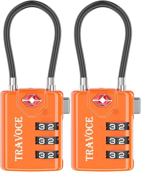 TSA Approved Luggage Locks, Travel Locks Which Also Work Great as Gym Locks, Toolbox Lock, Backpack and More, Orange 2 Pack