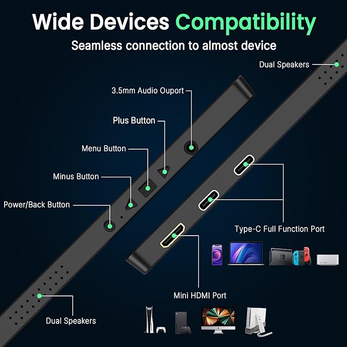 QQH 4K Portable Monitor, 15.6" IPS 3840x2160 UHD USB-C HDMI Travel Portable Monitor for Laptop, Ultra-Slim Alloy Gaming Monitor Second Display with w/Smart Cover for PC, Phone, PS5/4, Xbox, Switch