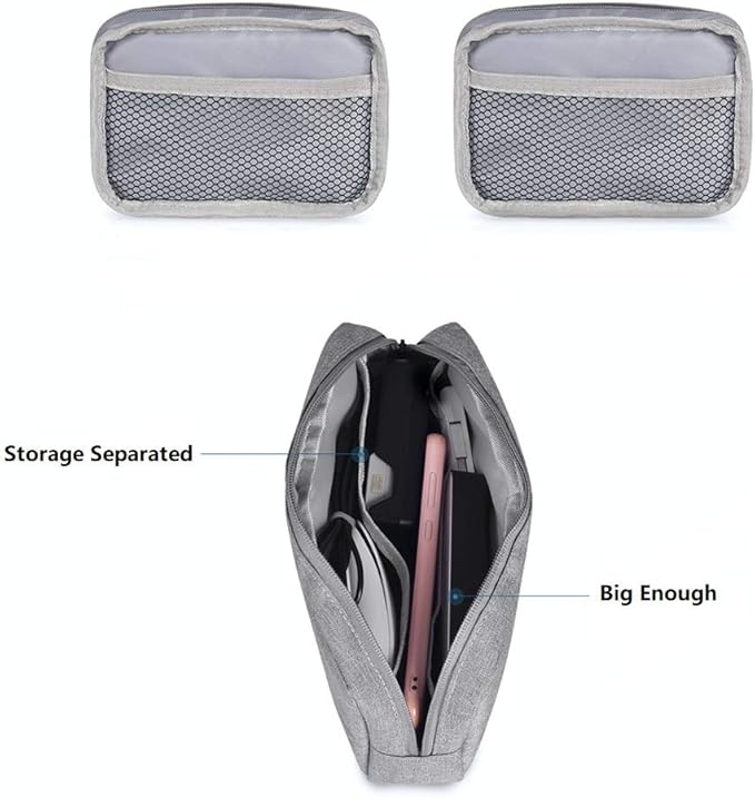 Universal Electronics/Accessories Soft Carrying Case Bag, Durable & Light-weight,Suitable for Out-going, Business, Travel and Cosmetics Kit (Small-Gray)