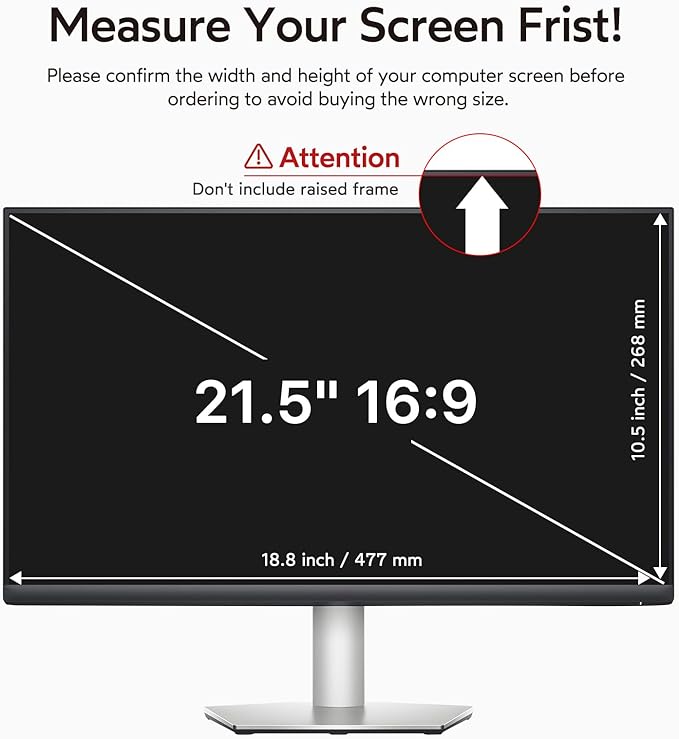 BERSEM 21.5 Inch Monitor Computer Privacy Screen Filter for 16:9 Ratio,Removable Monitor Anti-Glare & Privacy Filters for 21.5 Inch, Anti Blue Light, Anti-Spy, Anti-Scratch, UV-Blocking