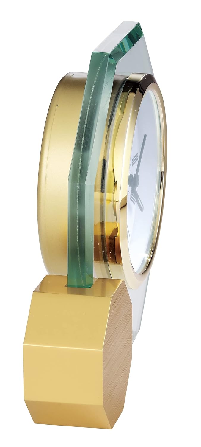 Howard Miller Danson Tabletop Clock – Premium Decorative Aluminum Base Clock with Octagon Glass Design Modern Alarm Clock Quartz Movement Roman Numeral Dial & Gold Tone Bezel for Elegant Home Decor