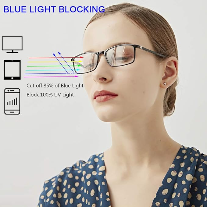 Professional Reading Glasses for Men/Women, Blue Light Blocking Computer Readers with Spring Hinges for Glare and UV Protection