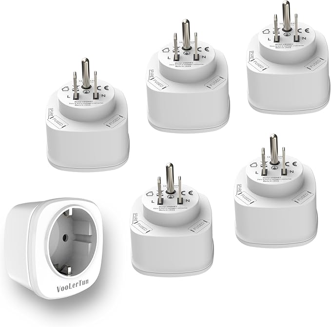 Europe to US Plug Adapter 6 Packs, European to American Travel Plug Adapter (Type C/E/F), USA to EU Outlet Adapters for Most of Europe Spain German France