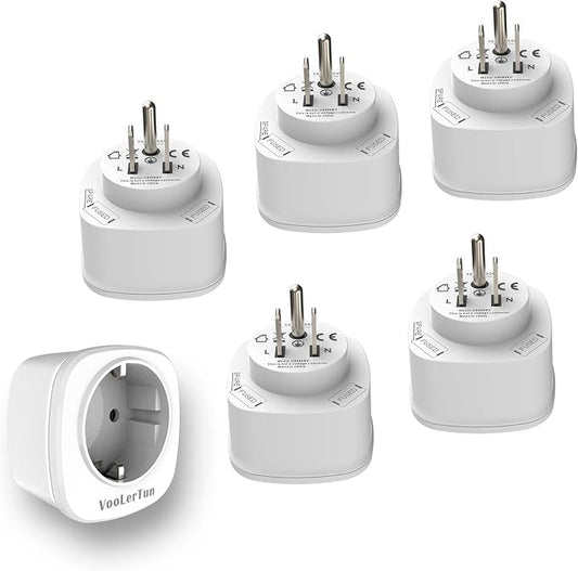 Europe to US Plug Adapter 6 Packs, European to American Travel Plug Adapter (Type C/E/F), USA to EU Outlet Adapters for Most of Europe Spain German France