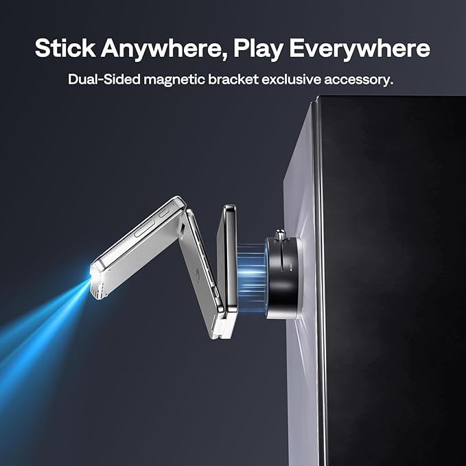 Aurzen ZIP Tri-Fold DLP Portable Mini Projector with Bluetooth 5.4, Screen Mirroring, 5000mAh Battery, Type-C Fast Charging, Zero-Lag Focus&Keystone,720P Pico Projector,Built-in Stand, 20"-125",White