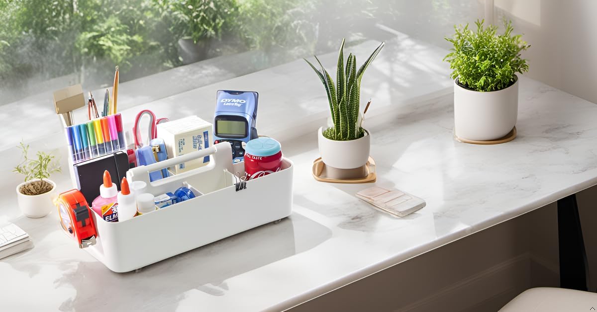 New Office Storage Portable Organizer DIY basket Caddy -MADE IN USA (Ivory)