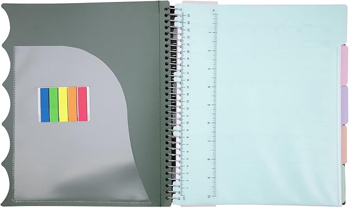 Mintra Office Durable PREMIUM Spiral Notebook (Green Olive, 5 Subject (8.5in x 11in))