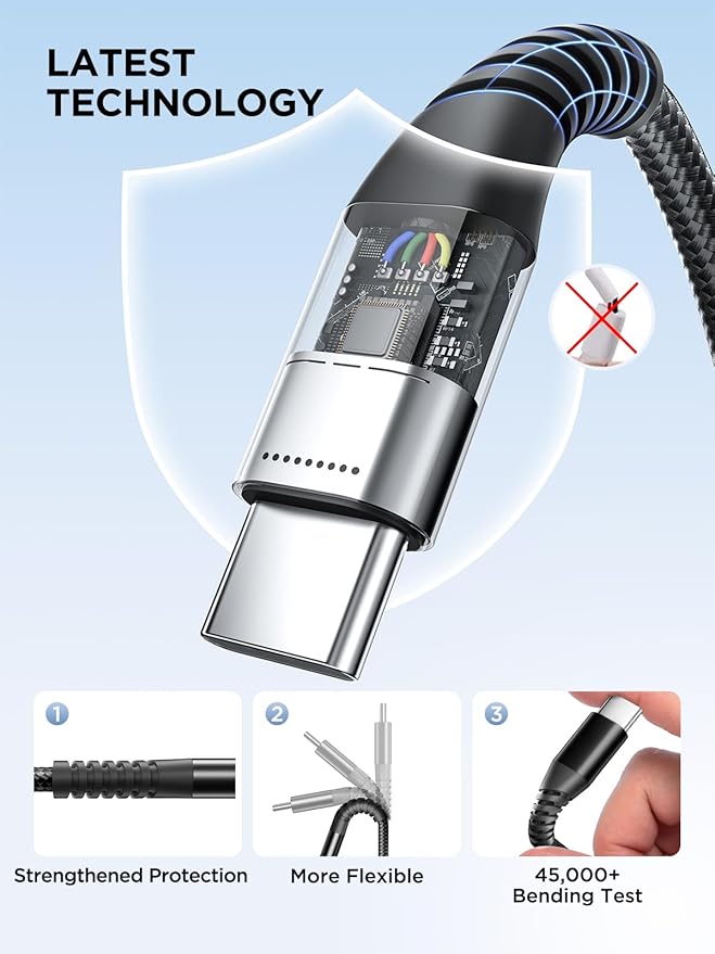 Aioneus USB C Cable, 3FT 2 Pack USBC Cable Fast Charging Cable 3A Type C Cable for Samsung Galaxy S24 S23 S22 S21 S20 A14 A15 A20 A32 A42 A53 A54, iPhone 16 15 Series, Tablet, Pixel, LG, PS5(Black)