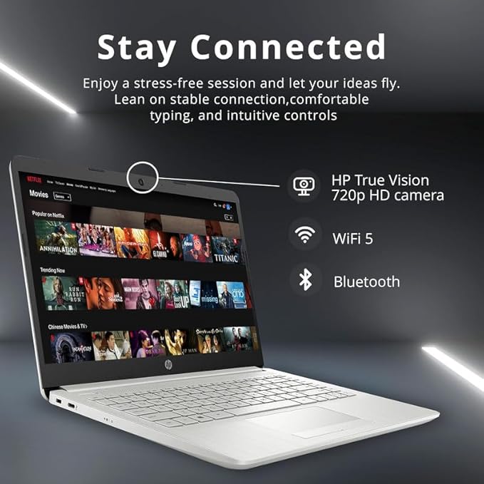 HP 2024 Premium 14" Micro-Edge Portable Laptop Student Business, Intel Quad-Core N4120, 4GB RAM, 192GB (128GB eMMC+ 64GB Card), Webcam, WiFi, Windows 11S + 1 Year Office 365, MarxsolAccessory Silver