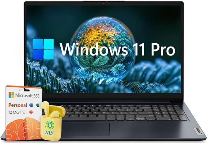 Lenovo Ideapad 15.6” Slim Laptop for Business & Student, Windows 11 Pro Laptop with 1-Year Microsoft Office, 20GB RAM 1TB SSD, Intel Celeron N4500 Processor, Intel UHD Graphics, NLY Earphones, Blue