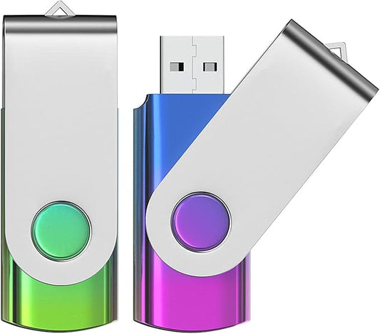 ABLAZE 16GB Flash Drive 2 Pack, USB 2.0 Thumb Drives with Lanyards Swivel USB Memory Stick 16GB（Green and Purple