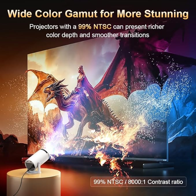 Mini Projector with Latest Android 13 - 2025 Portable Movie Projector with WiFi 6 Bluetooth 5.2: Built-in Apps, 4K/1080P Support, Auto Keystone, 180° Rotatable, 40"-130" Big Screen Video Projector