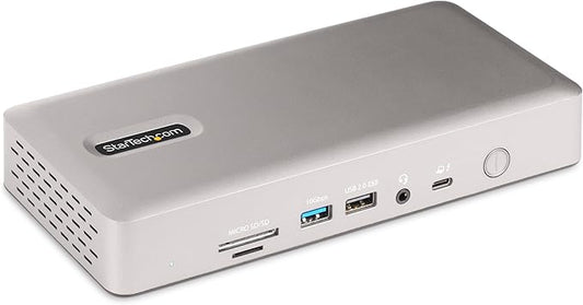 StarTech.com Universal USB4 & Thunderbolt 4 Docking Station, Quad Display on Windows, Dual Display on MacBook, HDMI DP Dock with 98W Laptop Charging