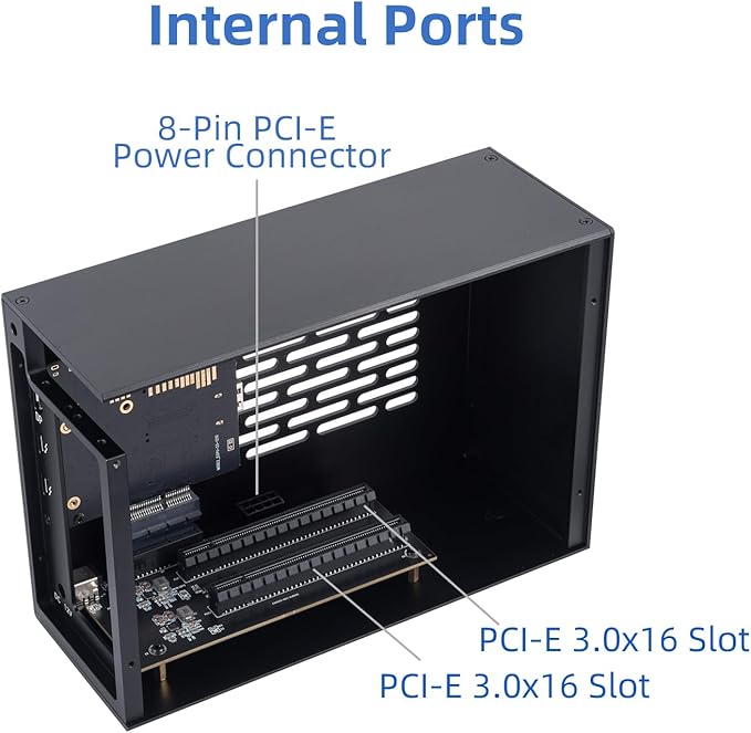 Thunderbolt 3/4 USB4 PCIe Expansion Chassis, External Enclosure with Two PCI Express Slot Compatible with Decklink Capture Card, for Laptops / NUC PD 85W Recharging (MK-T2L)