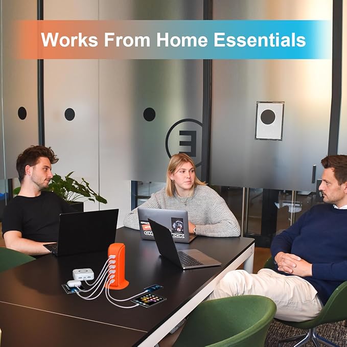 Upoy Dual USB C Charger Block, Charging Station for Multiple Devices 45W Total, USB Tower Hub Travel Ready, 6 Ports Charging Blocks for Guest Room, Office, Desk