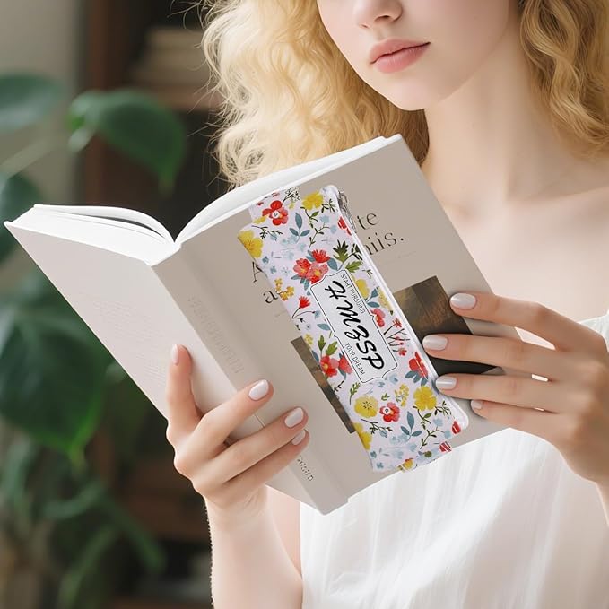 Adjustable Elastic PU Pen Holder for Notebook, Stationery School Supplies Zipper Bag for Journals, Book,Planners,Black Flower,3 PCS