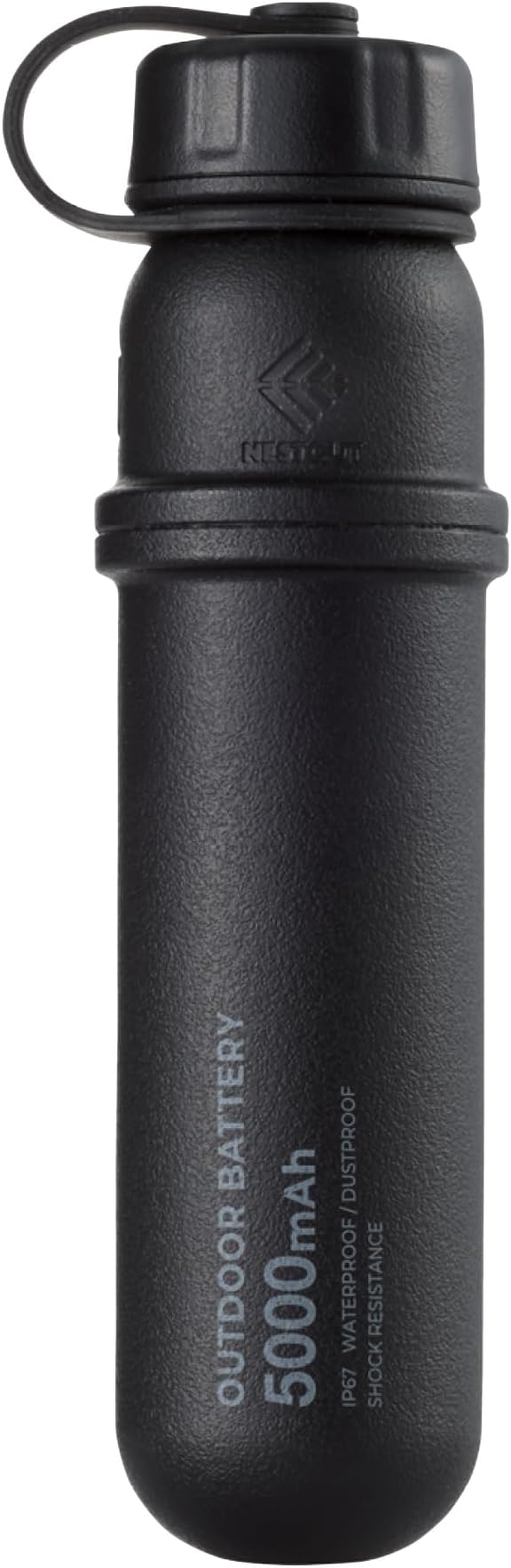 NESTOUT Rugged Power Bank, 5000mAh Outdoor Battery Pack, 15W USB C Fast Charging, Waterproof IP67, Durable Shockproof, Tactical Charger for Phone Military EDC Hiking Survival Overland Camping (Black)