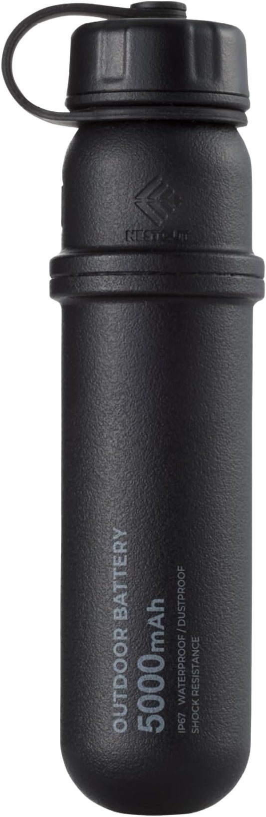 NESTOUT Rugged Power Bank, 5000mAh Outdoor Battery Pack, 15W USB C Fast Charging, Waterproof IP67, Durable Shockproof, Tactical Charger for Phone Military EDC Hiking Survival Overland Camping (Black)