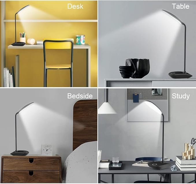 DEEPLITE LED Desk Lamp with Flexible Gooseneck 3 Level Brightness, Battery Operated Table Lamp 5W Touch Control, Compact Portable lamp for Dorm Study Office Bedroom(Set of 2)