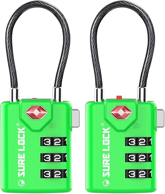 SURE LOCK TSA Compatible Travel Luggage Locks, Inspection Indicator, Easy Read Dials TSA Approved with Zinc Alloy