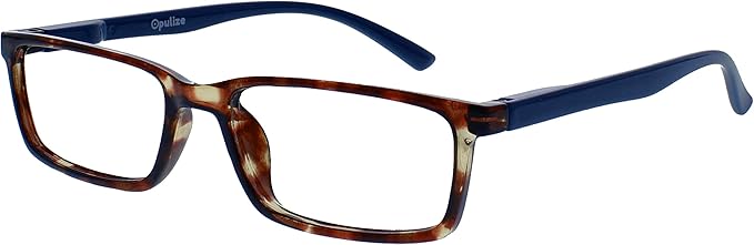 OPULIZE SEE Reading Glasses with Blue Light Blocking for Women and Men, Narrow Frame, Spring Hinges, Computer Gaming Glasses, Black,Brown,Blue +0 (Pack of 3)