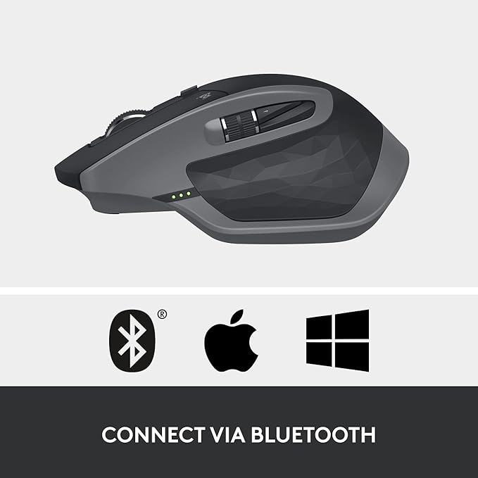 Logitech MX Master 2S Bluetooth Edition Wireless Mouse, Multi-Surface, Hyper-Fast Scrolling, Ergonomic, Rechargeable, Connects Up to 3 Mac/PC Computers - Graphite