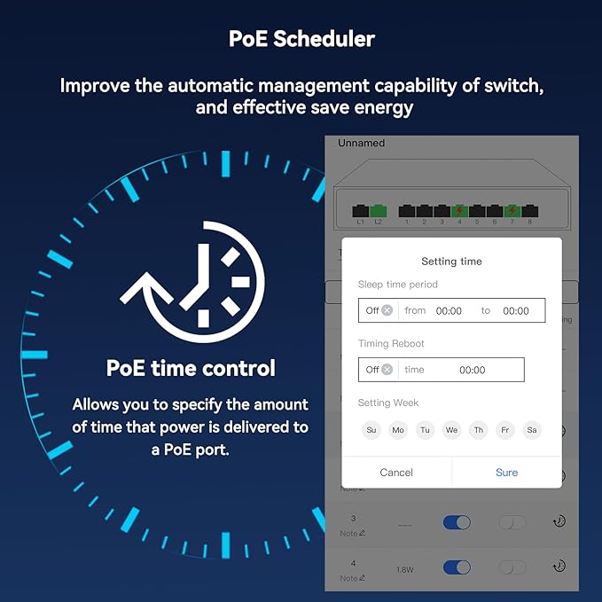 STEAMEMO 10-Port Gigabit Managed PoE Switch, 8 PoE+ Ports@120W, 2 Uplink Ports, VLAN, PoE Scheduler, Fanless, Plug and Play, Sturdy Metal, Desktop and Wall-Mount