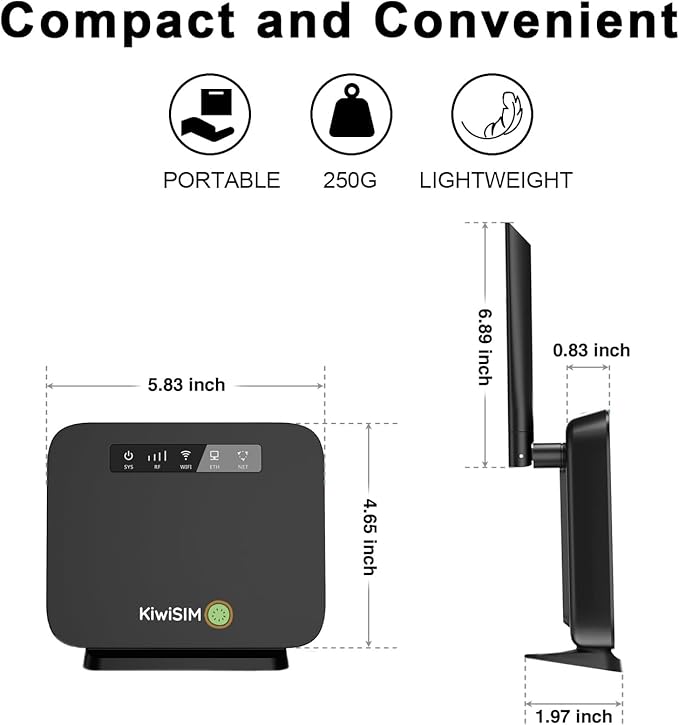 4G LTE WiFi Router with 1GB Data Card, Portable Modem WiFi Router, 300Mbps WiFi, Supports Verizon, AT&T and T-Mobile, 3000mAh Battery, WiFi Mobile Hotspot Router for Home/RV/Office/Camping