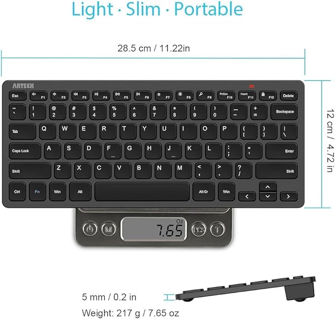 Arteck 2.4G Wireless Keyboard Ultra Slim and Compact Keyboard with Media Hotkeys for Computer Desktop PC Laptop Surface Smart TV and Windows 11/10/8/7, Black