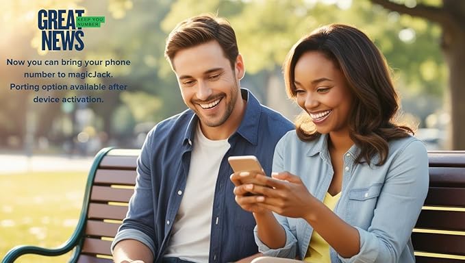 magicJack VOIP Phone Adapter - Unlimited Calls to US & Canada, No Monthly Bill, Portable Internet Phone with App, magicIN™ & magicOUT™ Service