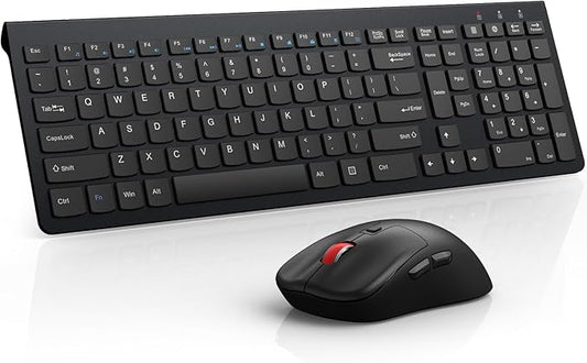 Wireless Keyboard and Mouse Combo,Quiet Click,Full Size Design with Number Pad,Ergonomic Mouse with 5 DPI,Sleep Mode-GAMCATZ 2.4G Slient Portable Cordless Combo for Laptop/PC/Computer/Mac(Black)