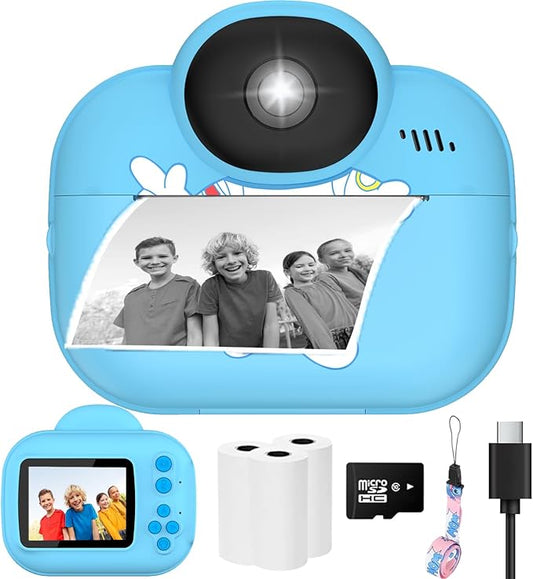 Kids Camera Instant Print Camera for Kids, Toddler Cameras Christmas Birthday Gifts for Girls Boy, 1080P HD Digital Video Cameras, Portable Toy for 4 5 6 7 8 9 10 Year Girl with SD Card (Blue)