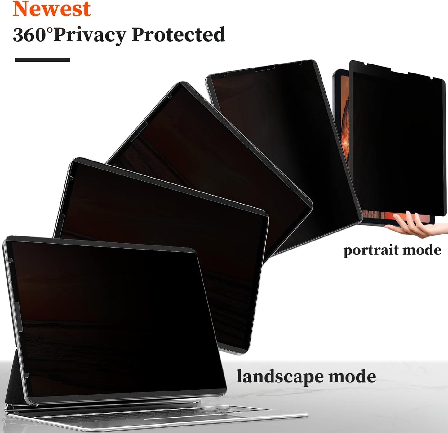 360° Magnetic Privacy Screen Protector for iPad 10.2" 9th/8th/7th Gen (2021 2020 2019), Anti Glare iPad 10.2 inch Privacy Filter, High Sensitive Bubble Free