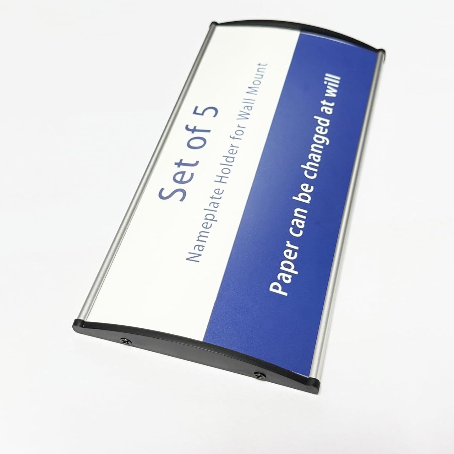 2 Pcs Aluminum Office Name Plate Holder for Door Wall Mount 8'' x 4'' Business Sign Holder Office Door Sign Sturdy Curved with Adhesive Tape and Plastic Film Included, Paper Inserts NOT Included