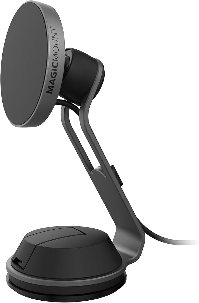 Scosche MagicMount Charge Pro Qi2 Home/Office MagSafe Suction Mount, 15W Fast Wireless Charger Magnetic Cell Phone Holder Compatible with iPhone 16/15/14/13/12 Pro Max Plus and Samsung Galaxy S25