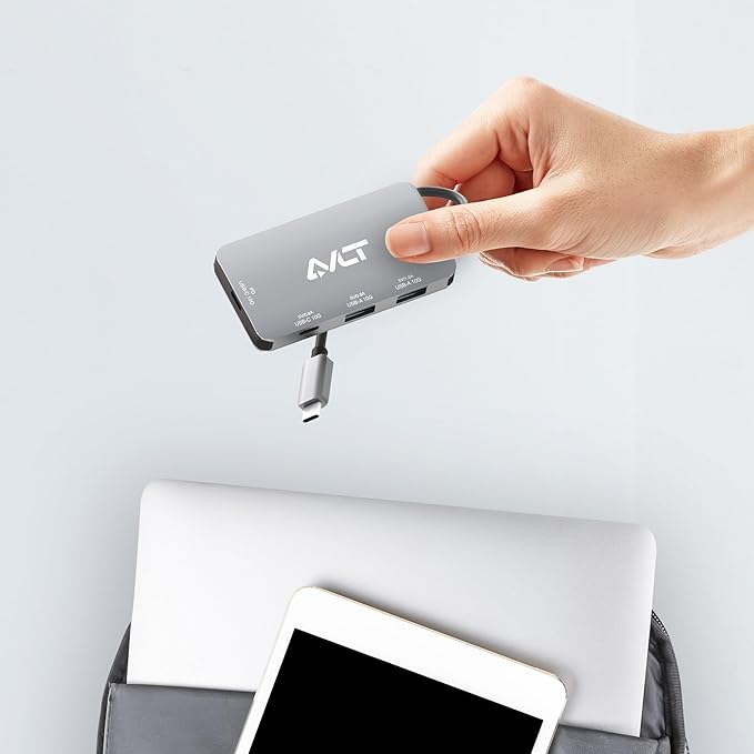 AVLT 4-Port USB 3.1 Gen 2 Type C 10G Hub with 85W PD Charging - Portable Multiport Adapter – Fast Data Transfer and Charging for MacBook, Laptop, PC, iPad (Does NOT Support USB-C Monitor)