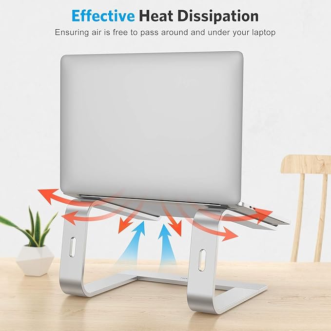 OMOTON Laptop Stand, Detachable Laptop Mount, Aluminum Laptop Holder Stand for Desk, Compatible with MacBook Air/Pro, Dell, HP, Lenovo and All Laptops (11-16 inch), Silver