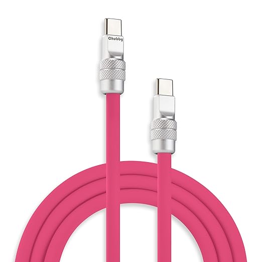 chubbycable Chubby 2.0 Fast Charging Cable Durable Soft Silicone USB C Cable 240W Extra Thick Charger Cord Compatible with iPhone 17-15 Series iPad, Rose Red, Type-C to Type-C, 16.4 FT