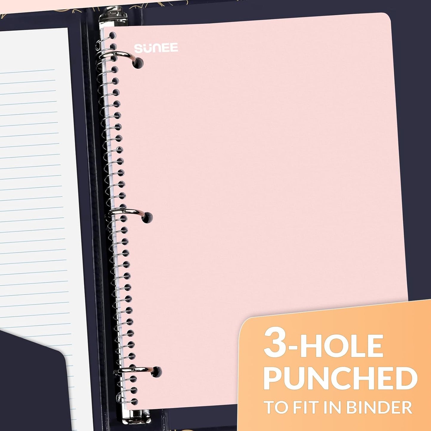 SUNEE Spiral Notebooks, 1-Subject, 20 Pack, College Ruled Paper, 8" x 10-1/2", 70 Sheets per Notebook,3-Hole Punched Paper, Pink,Purple, Blue, Green, Yellow Spiral Lined Notebooks for School,Work