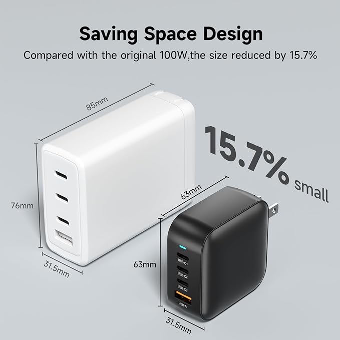 200W GaN Wall Charger | 4-Port Fast Charging Station (3xUSB-C PD3.0 + USB-A QC3.0) | Compact Power Adapter for MacBook Pro 16" M3/iPhone 17 Pro Max/Samsung S25 Ultra | UL Certified
