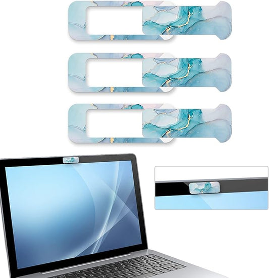 Webcam Cover, 3 Pieces, Laptop Camera Cover, Privacy Shielding Capacity is Twice as Big as The Traditional, Suitable for Computer Mobile Phones, laptops, Tablets and so on (Blue Marble)