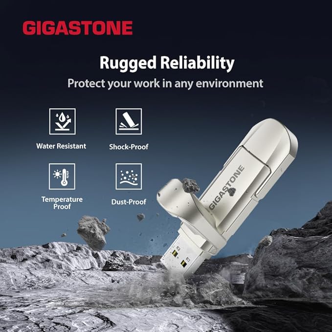 Gigastone Duo Pro Flip USB-A+C 256GB (2-Pack) Dual External Portable SSD 500MB/s Supports Apple 4K 60fps ProRes HDR Video Recording USB3.2 Gen 2 for iPhone 16 PS5 Mac iPad Laptop Android