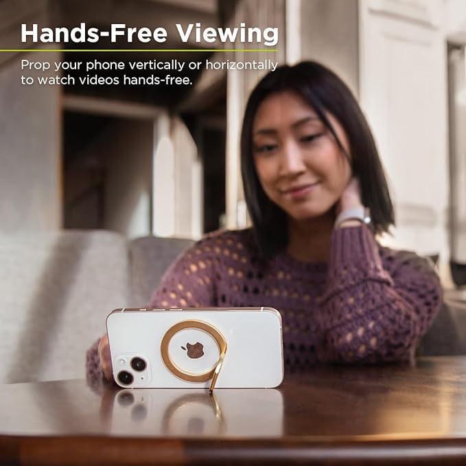 PureGear Magnetic Phone Grip, Magnetic Phone Ring Stand, Phone Ring Holder for MagSafe iPhone 16, 16 Pro, 15, 15 Plus, 14, 14 Plus, 14Pro, 14ProMax, 13, 12, Adjustable Kickstand(Black)